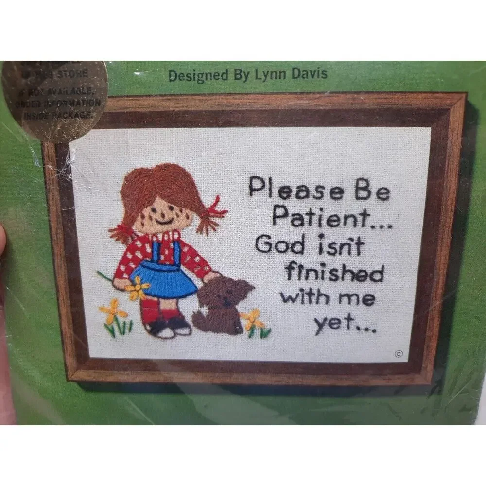 Vintage Sunset Designs Jiffy Stitchery Please Be Patient Girl 5x7 Beginner
